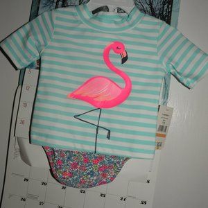 2 PC. MINT GREEN FLAMINGO OUTFIT CARTER'S  12M